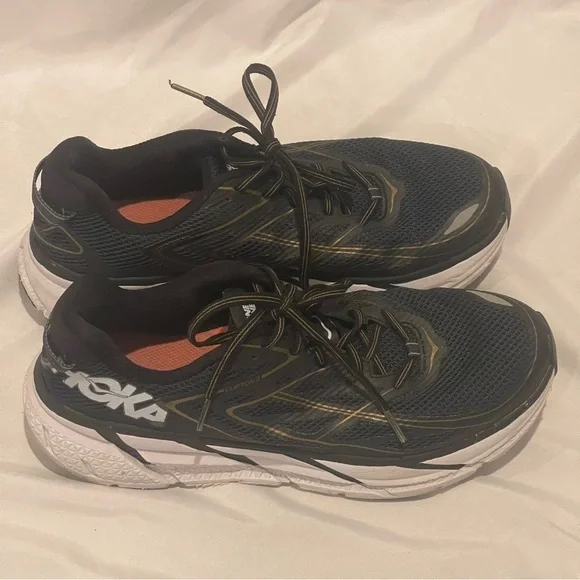 Hoka One One Running Race Clifton 3 Black & Gold Shoes Mens 10 - Picture 2 of 12
